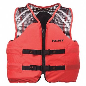 KENT SAFETY Life Jacket Orange Nylon L, 59MD20