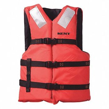 KENT SAFETY Life Jacket Orange Nylon Adult Universal, 59MD24