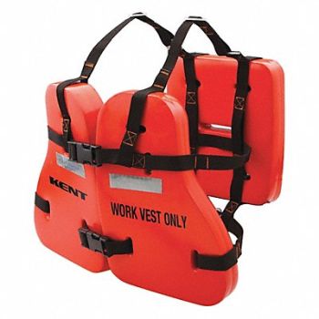 KENT SAFETY Life Jacket Orange Vinyl Universal, 59ME55