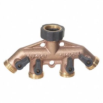MIDWEST CONTROL Hose Multi Splitter Brass Garden 3/4 GHT, 59PW89