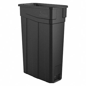 SUNCAST COMMERCIAL Slim Trash Can Plastic 23 gal Black, 59UT11