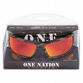 ERB SAFETY Safety Glasses Camo Frame Red Mirror, 59ZG15