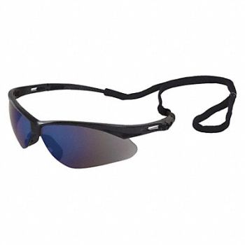 ERB SAFETY Safety Glasses Black Frame Blue Mirror, 59ZG27