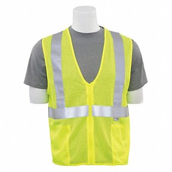 ERB SAFETY Safety Vest Hi-Viz Reflective Lime XL, 59ZL99