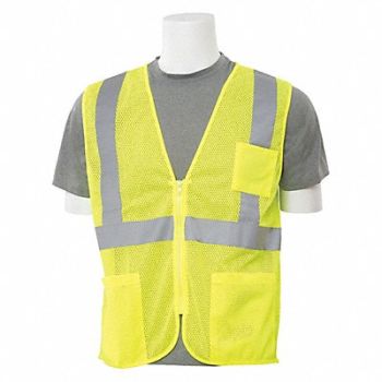 ERB SAFETY Safety Vest Economy Hi-Viz Lime XS, 59ZM56