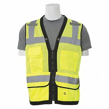 ERB SAFETY Safety Vest Mesh Surveyor Hi-Viz Lime M, 59ZN06