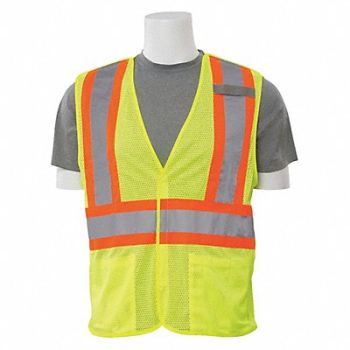 ERB SAFETY Vest Break-Away Hi-Viz Lime 5XL, 59ZN25