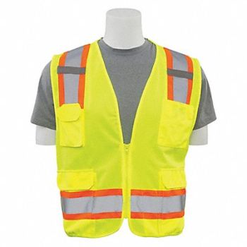 ERB SAFETY Safety Vest ANSI Hi-Viz Lime M, 59ZN76
