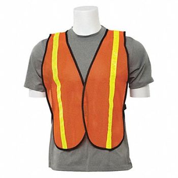 ERB SAFETY Vest with Stripe Hi-Viz Orange One Size, 59ZR51