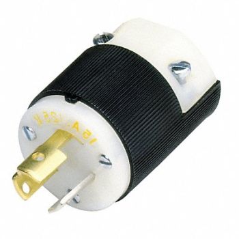 HUBBELL LckPlg Strt 15 A Blk White Nylon 3Blds, 6C578