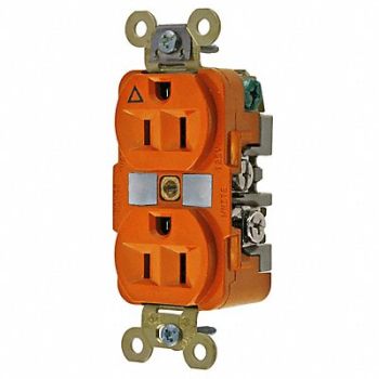 HUBBELL Receptacle Duplex 15A 5-15R 125V Orange, 5A075