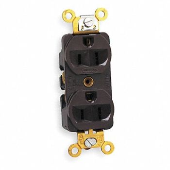 HUBBELL Receptacle Duplex 15A 5-15R 125V Brown, 5A079