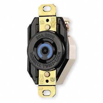 HUBBELL Locking Receptacle Industrial 20 Black, 5A080