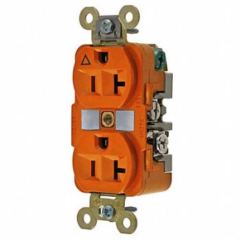 HUBBELL Receptacle Duplex 20A 5-20R 125V Orange, 5A083