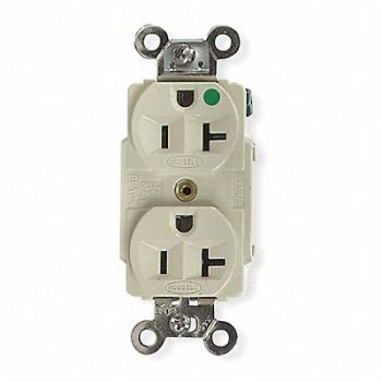 HUBBELL Receptacle Duplex 20A 5-20R 125V Ivory, 5A084