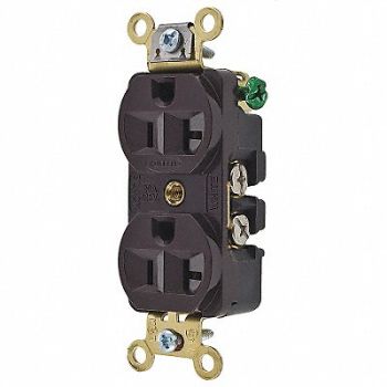 HUBBELL Receptacle Duplex 20A 5-20R 125V Brown, 5A085