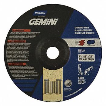NORTON Depressed Center Wheel T27 7x1/8x7/8 AO, 5A871