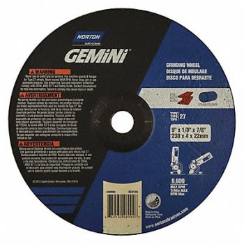 NORTON Depressed Center Wheel T27 9x1/8x7/8 AO, 5A873