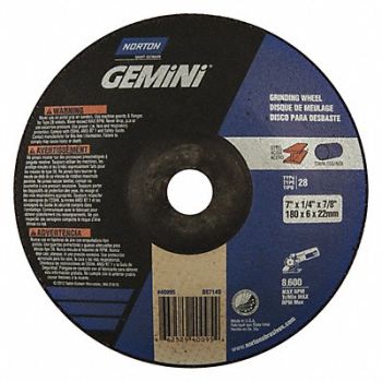 NORTON Depressed Center Wheel T28 7x1/4x7/8 AO, 5A875