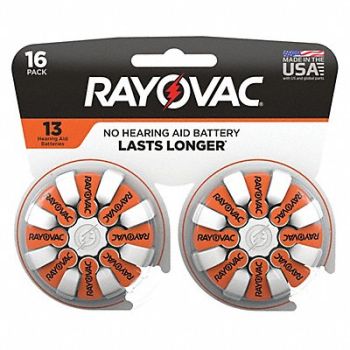 RAYOVAC Hearing Aid Bat Zinc Air 1.4VDC 13 PK16, 5AHD0