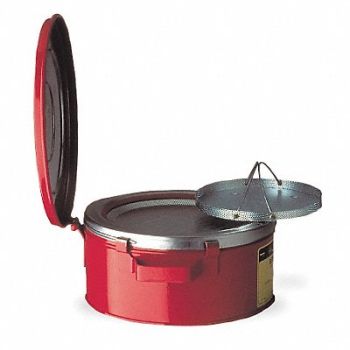 JUSTRITE Bench Can 1 gal Galvanized Steel Red, 5AP05