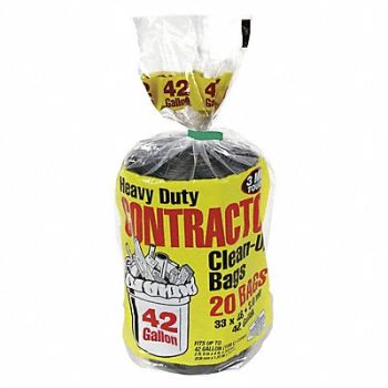TOUGH GUY Trash Bag 42 gal Black PK20, 5AU51