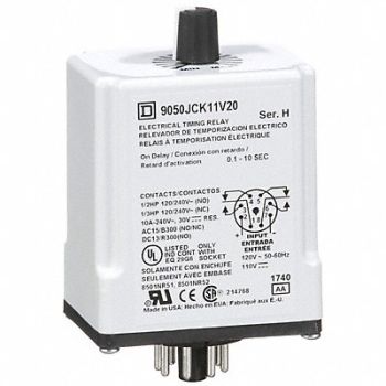 SCHNEIDER ELECTRIC Time Delay Relay 120VAC 10A DPDT 0.1 sec, 5B404