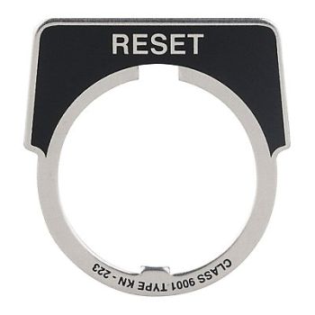 SCHNEIDER ELECTRIC Legend Plate Reset Silver/Black, 5B529