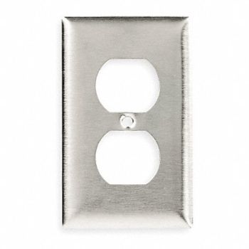 HUBBELL Dup Recept Wll Plt Stnd Silver 1Gng Brsh, 5C228
