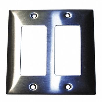 HUBBELL Rocker Wall Plate Stnd Silver 2Gng Brsh, 5C236