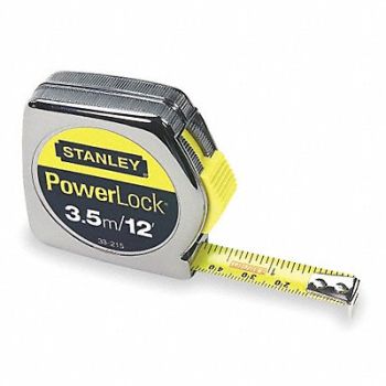 STANLEY Tape Measure 1/2 Inx3.5m Chrome In/Ft/mm, 5C571