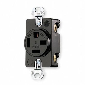 HUBBELL Receptacle Single 20A 15-20R 250V Black, 5C793