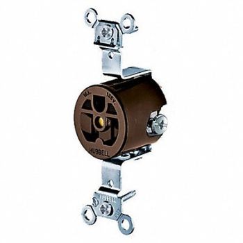 HUBBELL Receptacle Single 15A 5-15R 125V Brown, 5C799