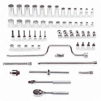 PROTO Socket Wrench Set SAE 3/8 in Dr 58 pc, 5C860