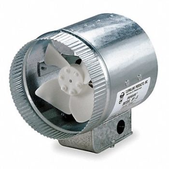 TJERNLUND Steel 6 D 6.5 H 6 W Inline Duct Fan, 5C963