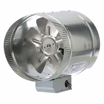 TJERNLUND Steel 8 D 9 H 8 W Inline Duct Fan, 5C964