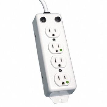 TRIPP LITE Outlet Strip 4 Outlet 15A 8-21/32 L Wht, 5DLJ2
