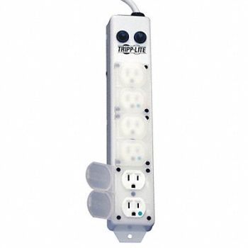 TRIPP LITE Outlet Strip 6 Outlet 15A 13-3/4 L Wht, 5DLJ3