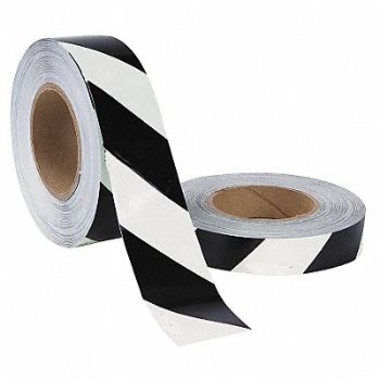 GRAINGER APPROVED Floor Tape Black/White 1 inx100 ft Roll, 5DYY3
