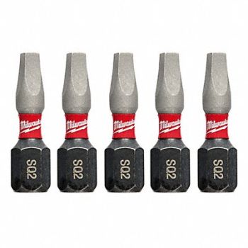 MILWAUKEE Insert Bit 1/4 Square Recess #2 1 PK5, 5EAY2