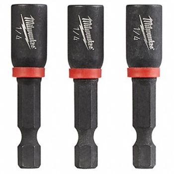 MILWAUKEE Nutsetter 1/4 Steel Impact Rated PK3, 5ECC6