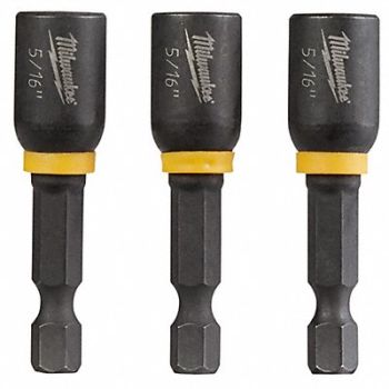 MILWAUKEE Nutsetter 5/16 Steel Impact Rated PK3, 5ECC7