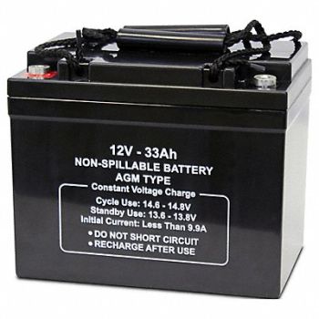 GRAINGER APPROVED Battery 12VDC 33Ah M6 Threaded Insert, 5EFH2