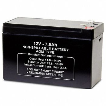 GRAINGER APPROVED Battery 12VDC 7.5Ah 0.250 Faston, 5EFH6