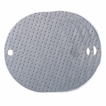 BRADY SPC ABSORBENTS Drum Top Absorb Pad Universal Gray PK25, 5FZ83
