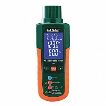 EXTECH Receptacle Tester 90 to 240V AC LCD, 5GCC8