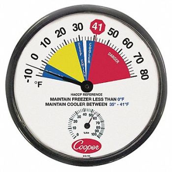 COOPER ATKINS Freezer and Cooler Analog Hygrometer, 5GUM6
