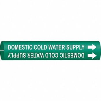 BRADY Pipe Marker Domestic Cold Water Supply, 5GXL6