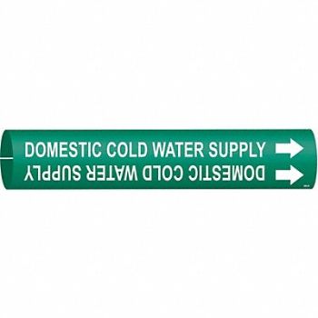 BRADY Pipe Marker Domestic Cold Water Supply, 5GXL7