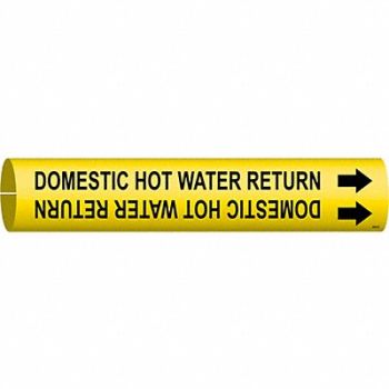 BRADY Pipe Marker Domestic Hot Water Return, 5GXL9